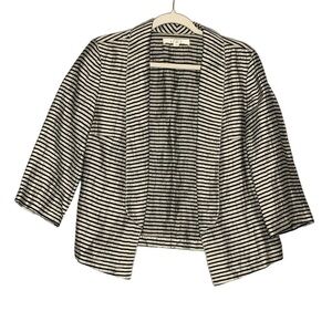 Loft natural and black stripe linen blend blazer jacket.‎ Size 4